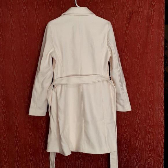 EXPRESS ROSE PINK COAT WOMEN'S SIZE M 54% WOOL 46% POLYESTER KNEE LENGTH BELTED - Picture 9 of 16